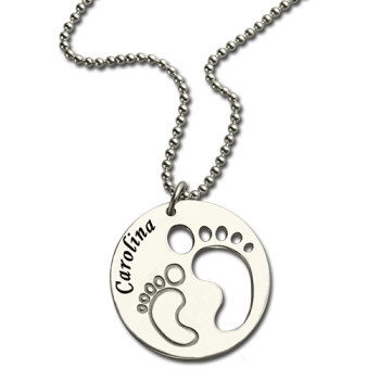 Baby Footprint Name Pendant Sterling Silver Baby Footprint Name Pendant Sterling Silver