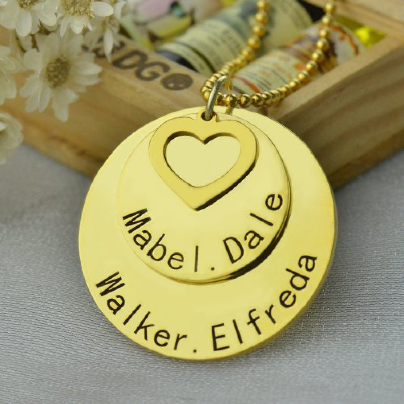Personalised family disc name necklace