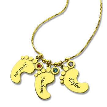 Mother Pendant Baby Feet Necklace 18ct Gold Plated Mother Pendant Baby Feet Necklace 18ct Gold Plated
