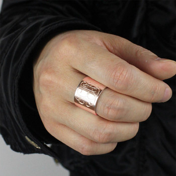 Engraved Monogram Cuff Ring Rose Gold Engraved Monogram Cuff Ring Rose Gold