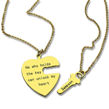 He Who Holds the Key Couple Necklaces Set 18ct Gold Plated He Who Holds the Key Couple Necklaces Set 18ct Gold Plated
