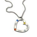Mother Heart Name and Birthstone Necklace Personalised mother heart necklace with names and birthstones