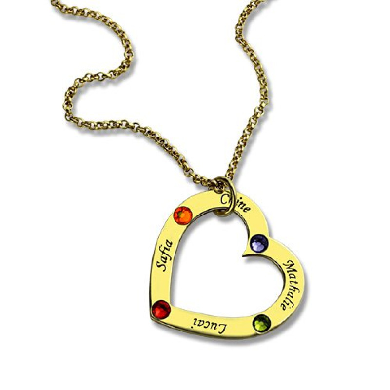 Personalised birthstone heart necklace for mother