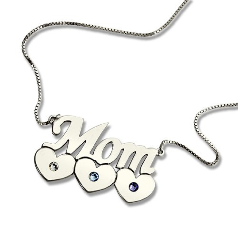 Mother Necklace Heart Pendant Mother necklace with heart pendant and birthstone detail