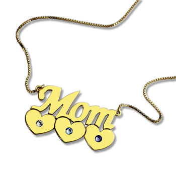 Moms Necklace With Children Birthstone In 18ct Gold Plated Moms Necklace With Children Birthstone In 18ct Gold Plated