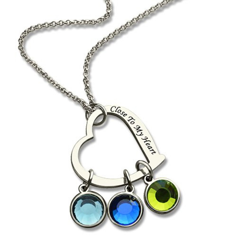 Open heart promise phrase necklace with birthstone