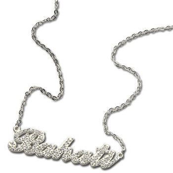 Sterling Silver Full Birthstone Carrie Name Necklace Sterling Silver Full Birthstone Carrie Name Necklace