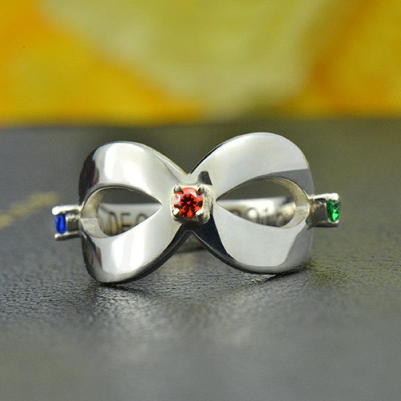 Engraved infinity birthstone ring product view