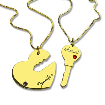 Key to My Heart Couple Name Pendant Necklaces Gold Key to My Heart Couple Name Pendant Necklaces Gold