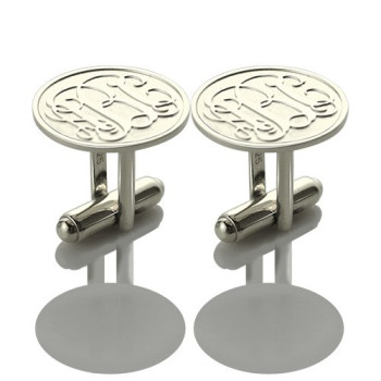 Engraved Cufflinks with Monogram Sterling Silver Engraved Cufflinks with Monogram Sterling Silver