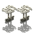 Personalised three-initial script monogram cufflinks