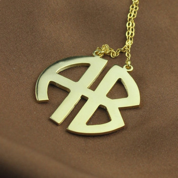 Two Initial Block Monogram Pendant 18ct Gold Plated Two Initial Block Monogram Pendant 18ct Gold Plated