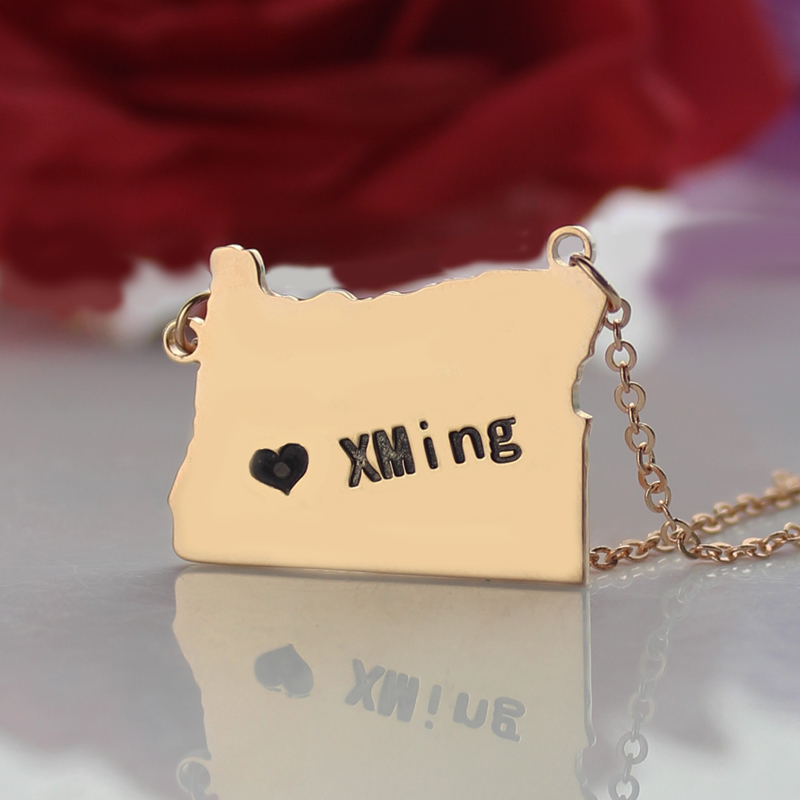 Custom State Map Name Necklace Custom state map name necklace product view