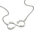 Personalised sterling silver infinity symbol necklace with four names