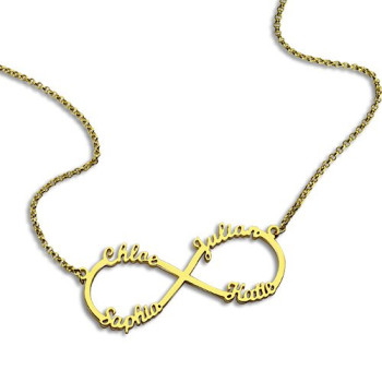 Custom 18ct Gold Plated Infinity Necklace 4 Names Custom 18ct Gold Plated Infinity Necklace 4 Names