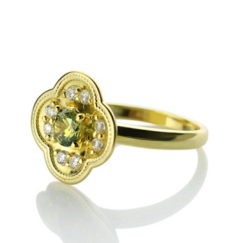 Blossoming Engagement Ring Engraved Birthstone 18ct Gold Plated Blossoming Engagement Ring Engraved Birthstone 18ct Gold Plated