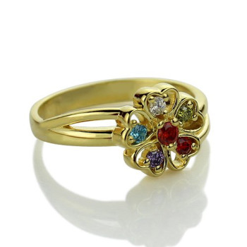 Birthstone Flower Promise Ring with Name 18ct Gold Plated Birthstone Flower Promise Ring with Name 18ct Gold Plated