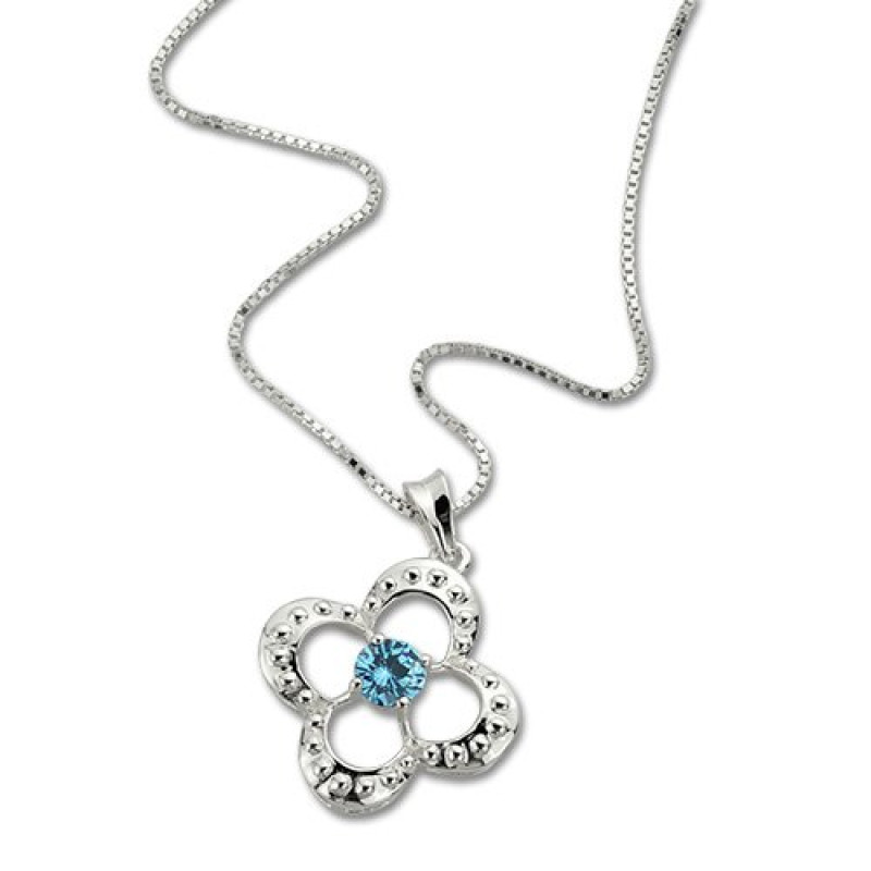 Four-leaf clover birthstone necklace product view