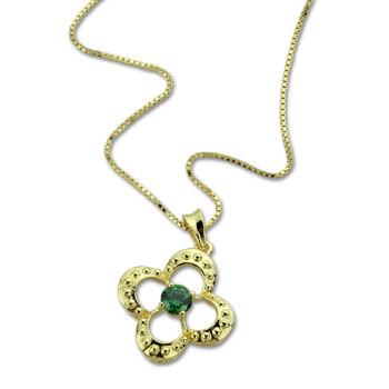 Clover Lucky Charm Necklace with Birthstone 18ct Gold Plated Clover Lucky Charm Necklace with Birthstone 18ct Gold Plated