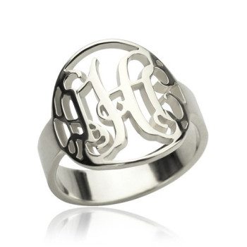 Cut Out Monogram Initial Ring Sterling Silver Cut Out Monogram Initial Ring Sterling Silver