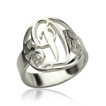 Personalised Rings Monogram Initial Sterling Silver Personalised Rings Monogram Initial Sterling Silver