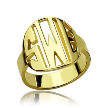 Personalised Block Circle Monogram Ring 18ct Gold Plated Personalised Block Circle Monogram Ring 18ct Gold Plated
