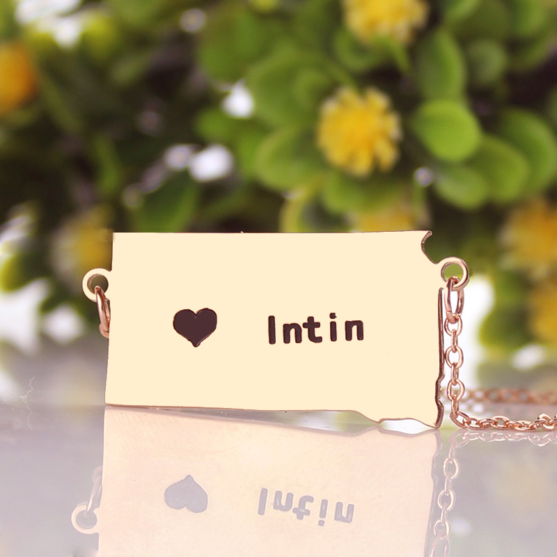 South Dakota Heart Name Necklace South Dakota state-shaped heart name necklace