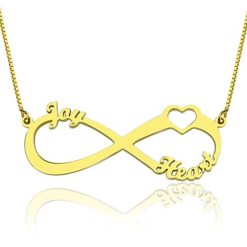 Personalised heart infinity necklace product view