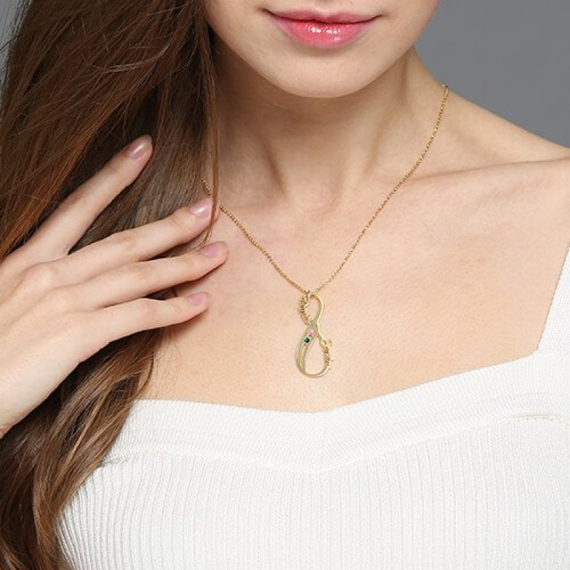 Vertical Infinity Name Necklace with Birthstones Vertical infinity name necklace with birthstones