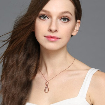 Vertical Infinity Sign Necklace with Birthstones 18ct Rose Gold Plated Vertical Infinity Sign Necklace with Birthstones 18ct Rose Gold Plated