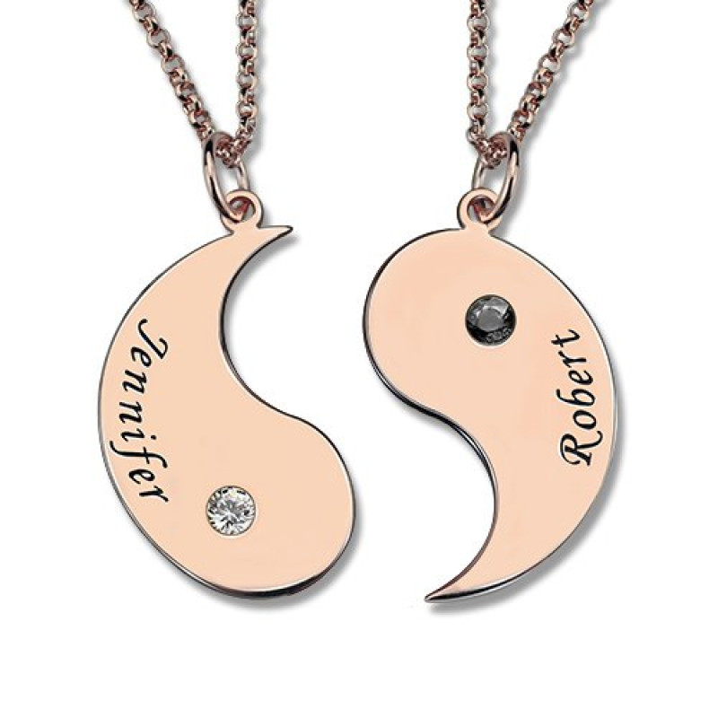 Yin Yang Two-Name Necklace Personalised Yin Yang two-name birthstone necklace