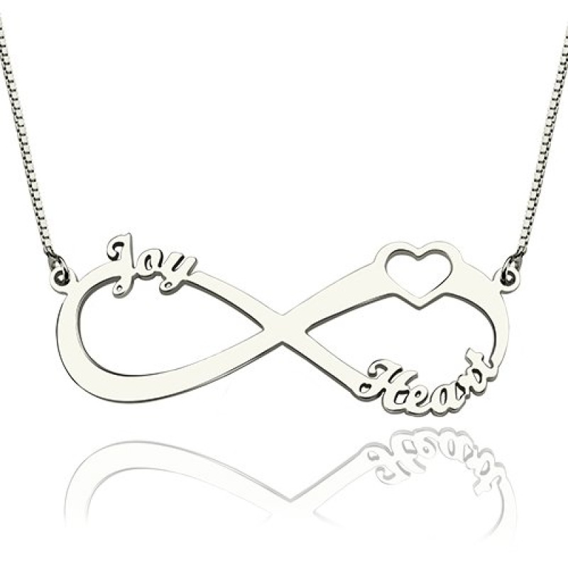 Heart Infinity Necklace Detail Heart infinity necklace detail view