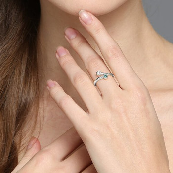 Dual Drops Birthstone Ring In Sterling Silver Dual Drops Birthstone Ring In Sterling Silver