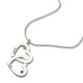 Double Heart Name and Birthstone Necklace Personalised double heart necklace with names and birthstones