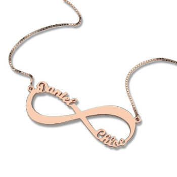 18ct Rose Gold Plated Double Name Infinity Necklace 18ct Rose Gold Plated Double Name Infinity Necklace