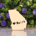 Georgia State Heart Name Necklace Custom Georgia state-shaped heart name necklace in rose gold