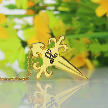 Gold Plated 925 Silver St James Cross Initial Necklace