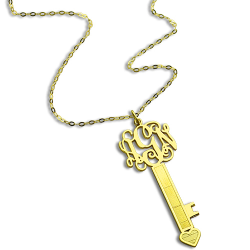 Key monogram initial necklace product image