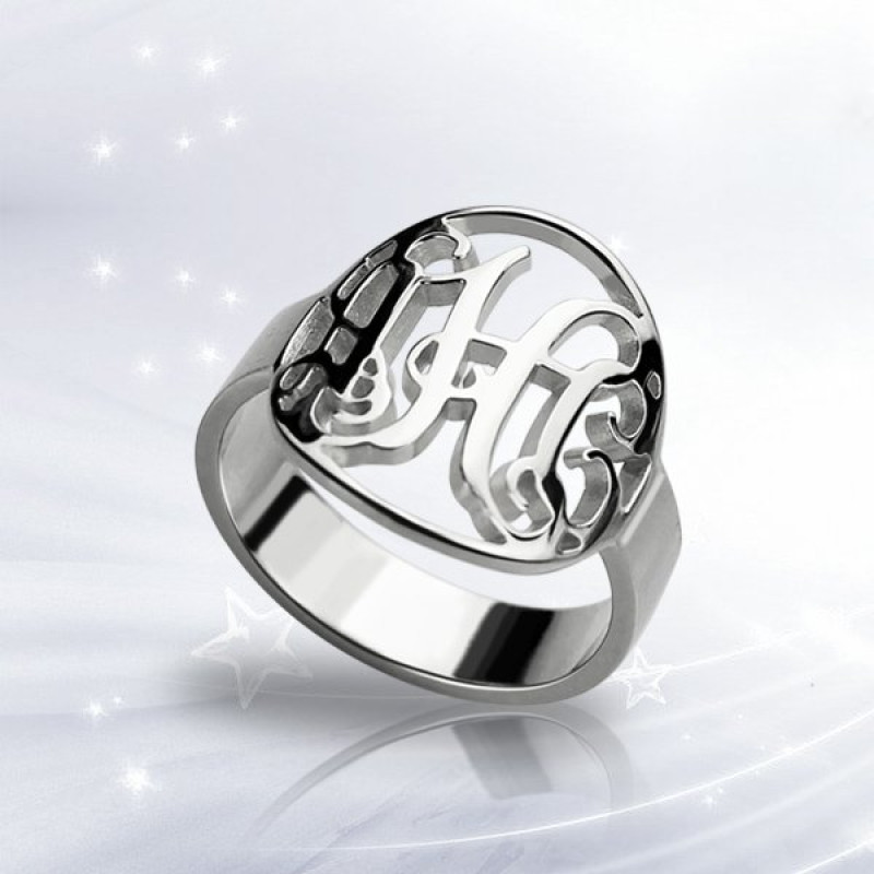 Cut-Out Monogram Initial Ring Cut-out monogram initial ring product view