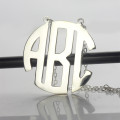 White Gold Initial Monogram Necklace 18ct solid white gold block initial monogram pendant necklace