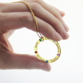 Family Circle Names Necklace for Mother in Gold Engraved family names and birthstone necklace product image