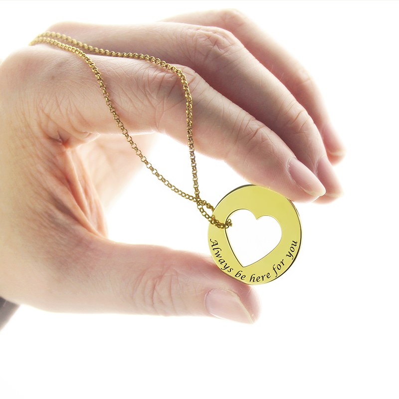 Always Be Here For You Promise Necklace - Detail View Personalised cut-out heart promise necklace detail view