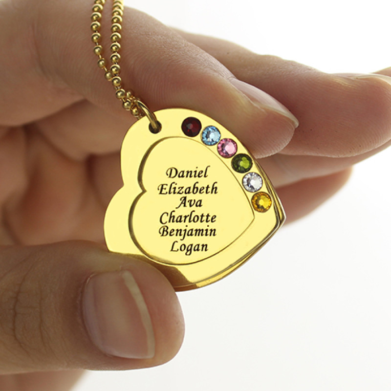 Personalised heart birthstone necklace detail