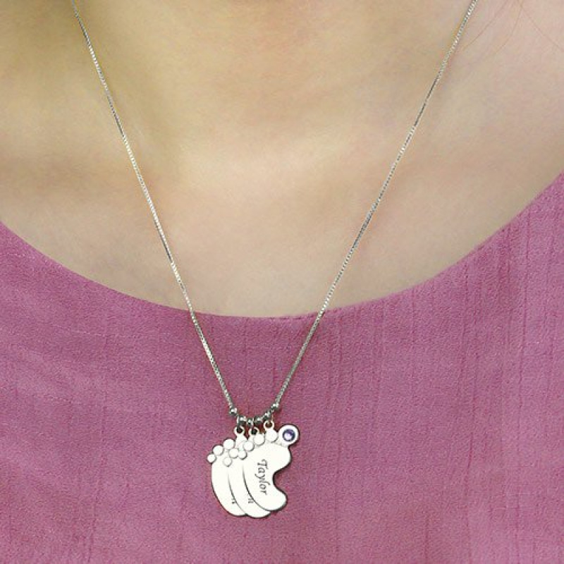 Personalised Baby Feet Charm Necklace Personalised baby feet charm necklace pendant