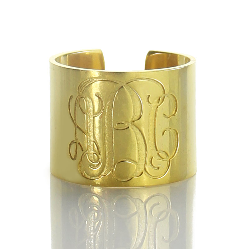 Script Monogram Cuff Ring View Personalised script monogram cuff ring view