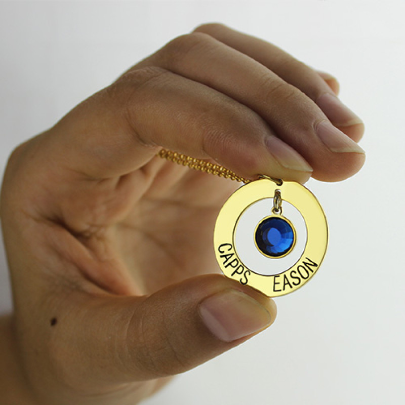 Personalised circle pendant with engraved names