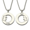 Personalised circle name charm necklace, gallery image