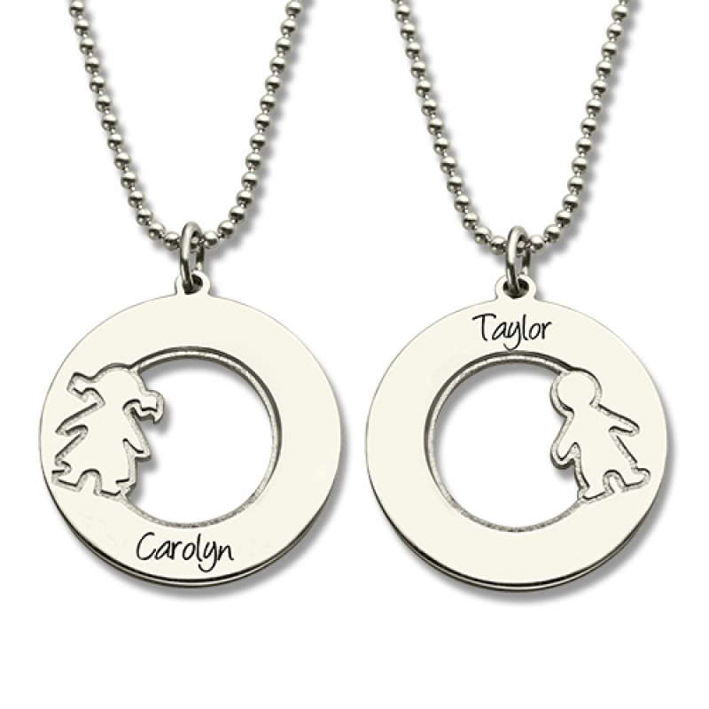 Personalised circle name charm necklace, gallery image