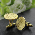 Engraved monogram cufflinks detail view