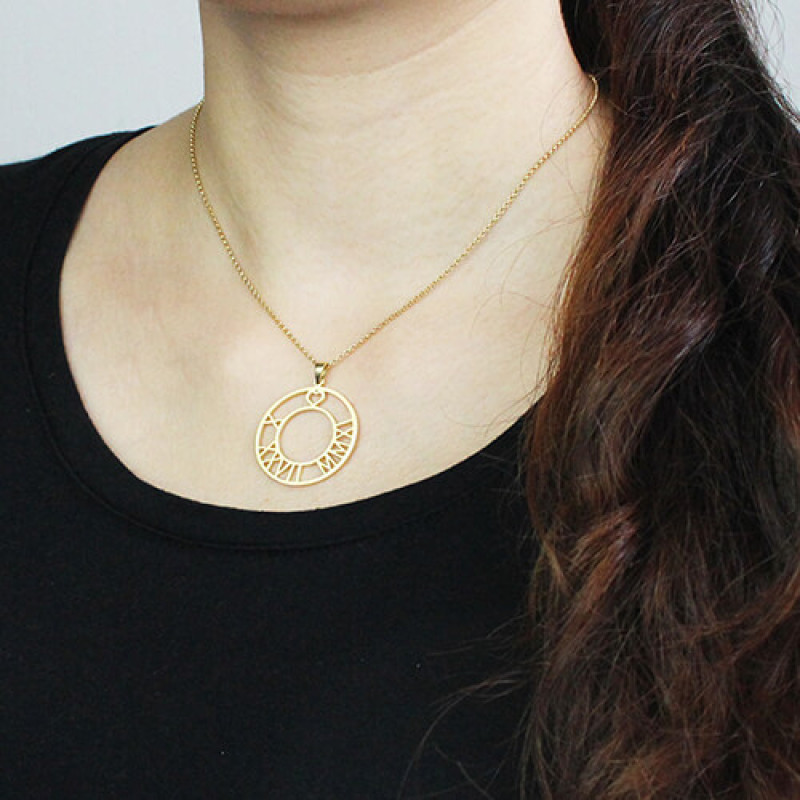Personalised Roman Numeral Disc Necklace Personalised Roman numeral disc necklace view